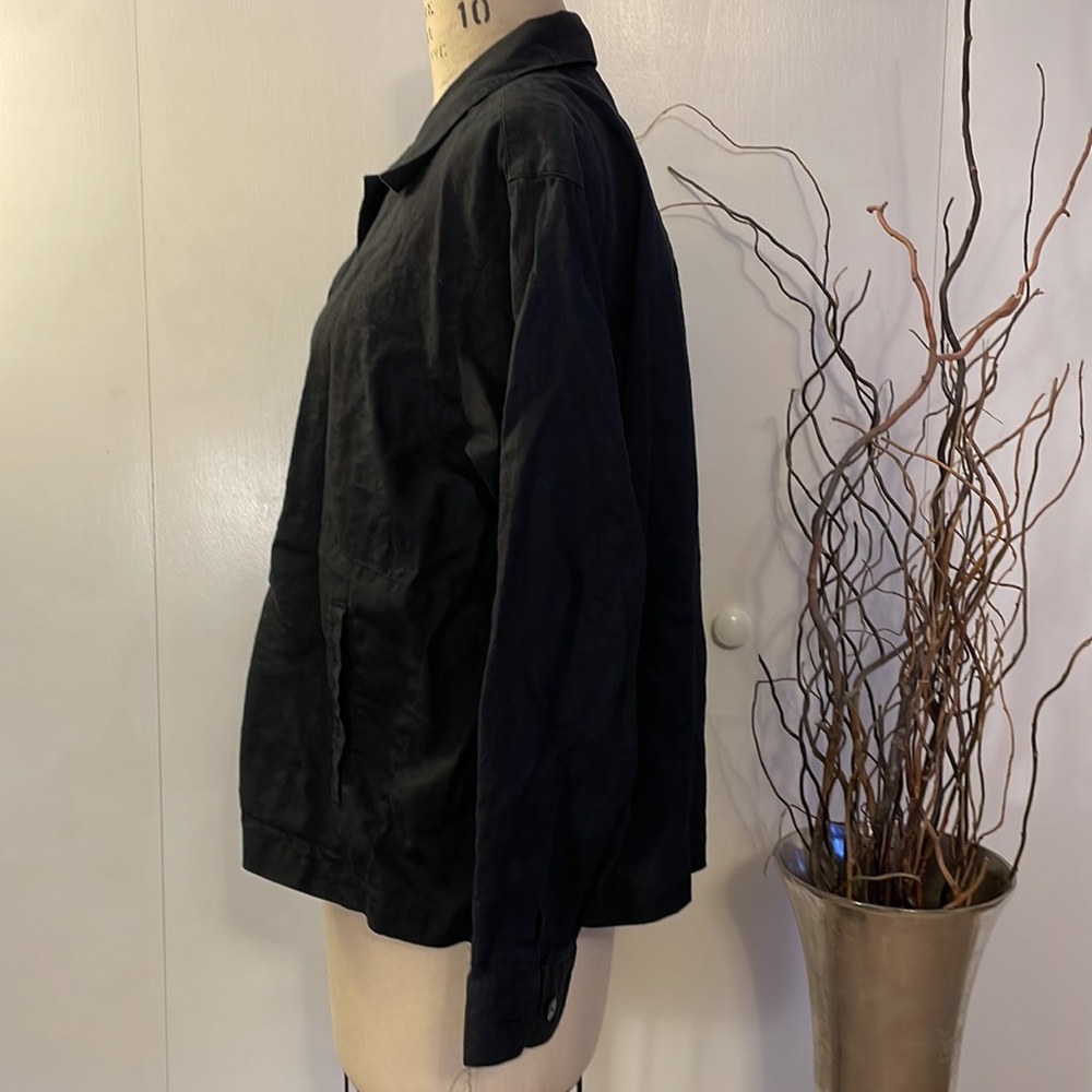 Elisabeth by Liz Claiborne black linen Blazer Size 2 - Picture 4 of 7
